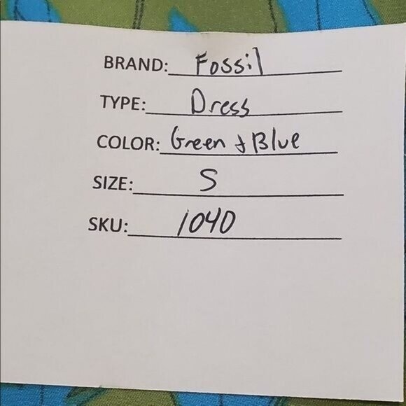 Fossil Sleeveless Dress Size Small Chiffon Blue Feather Beach Tropical Vacation - Picture 13 of 13